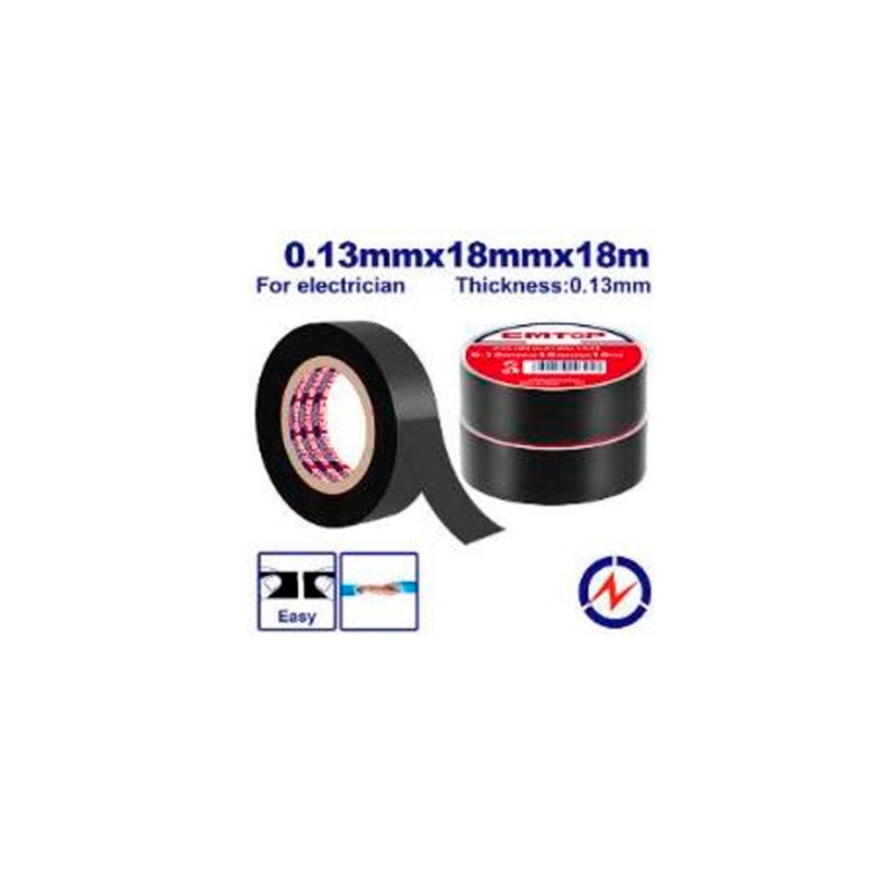 PAQUETE 10 UNIDADES CINTA AISLANTE NEGRA 18mm PVC EMTOP (18 M) - motoscamaralweb.com