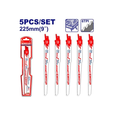 BLISTER 5 SIERRAS MADERA PARA SIERRA SABLE HCS (225mm ) EMTOP - motoscamaralweb.com