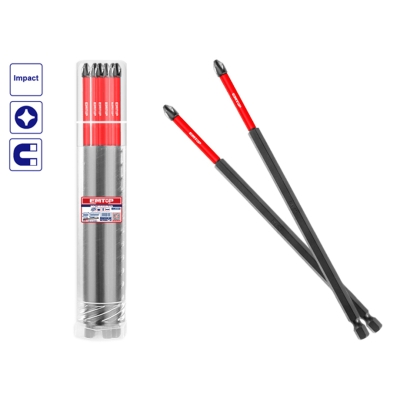 CONJUNTO 10 PUNTERAS DESTORNILLADOR IMPACTO (PH2 - 250mm) EMTOP - motoscamaralweb.com