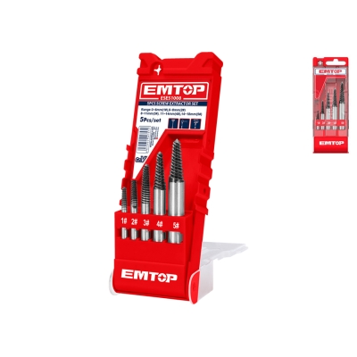 SET 5 EXTRACTORES DE TORNILLOS CR-V (3-6. 6-8. 8-11. 11-14. 14-18mm) EMTOP - motoscamaralweb.com