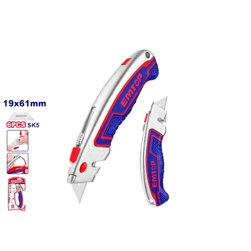 CUCHILLA MULTIUSO CUTTER 61x19mm (INCLUYE 6 CUCHILLAS RECAMBIO SK5) - motoscamaralweb.com