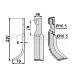 CUCHILLA IZQUIERDA GRANDE (230x40) - MC500 MC507 MC1001 - motoscamaralweb.com