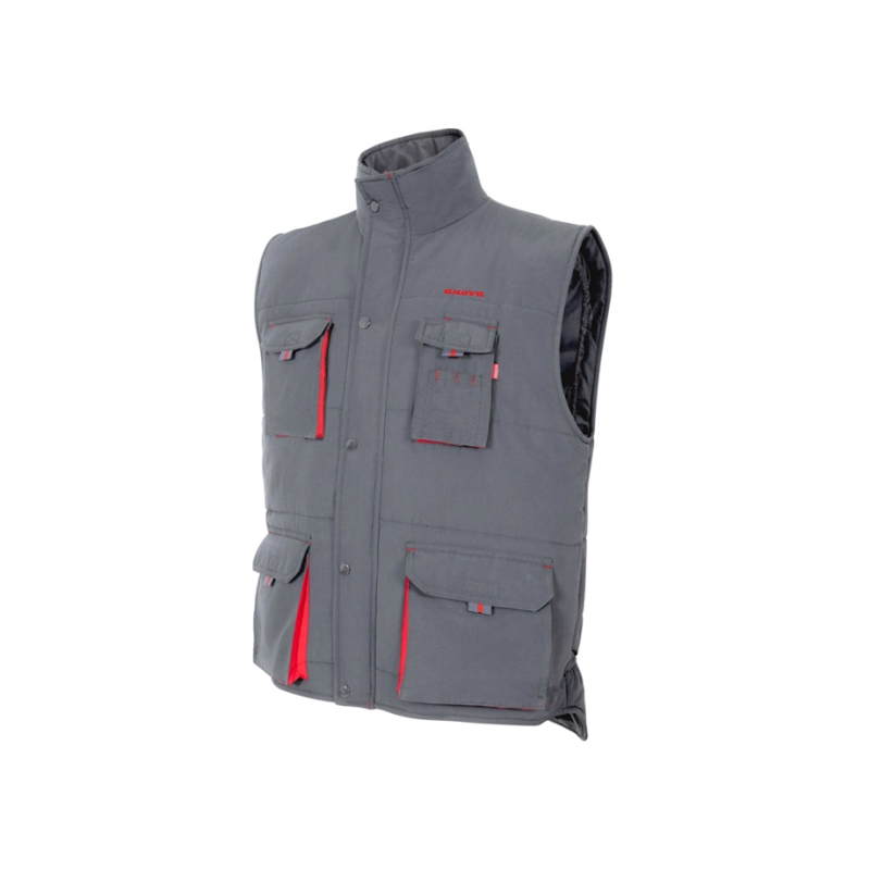 CHALECO MULTIBOLSILLOS GRIS Y ROJO ANOVA - TALLA M - motoscamaralweb.com