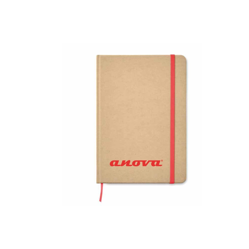 LIBRETA A5 DE CARTON RECICLADO CON BANDA ELASTICA ANOVA - motoscamaralweb.com