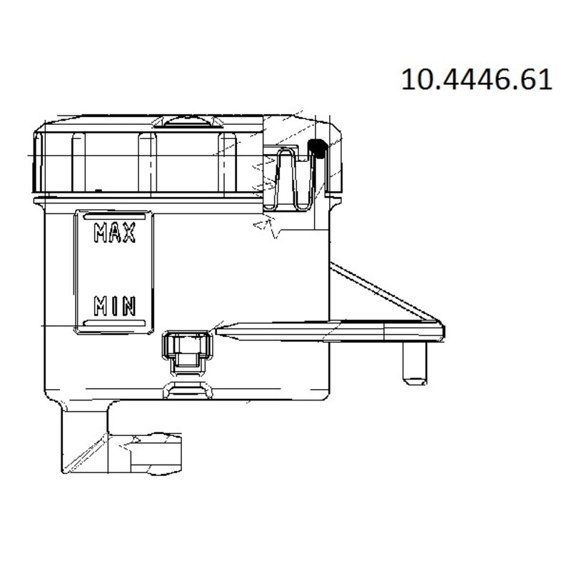 Depósito para bomba Brembo salida 90º soporte horizontal agujero grand Depósito para bomba Brembo salida 90º soporte horizontal agujero grand