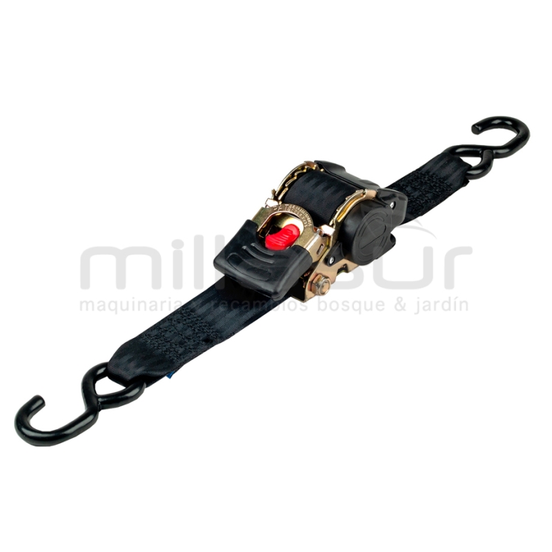 ESLINGA - CINTA DE TRINCAJE CON TENSOR DE CARRACA - 3MX52MM - 500KG GANCHO TIPO S - motoscamaralweb.com