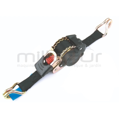 ESLINGA - CINTA DE TRINCAJE CON TENSOR DE CARRACA - 3MX25MM - 250KG GANCHO EN J - motoscamaralweb.com