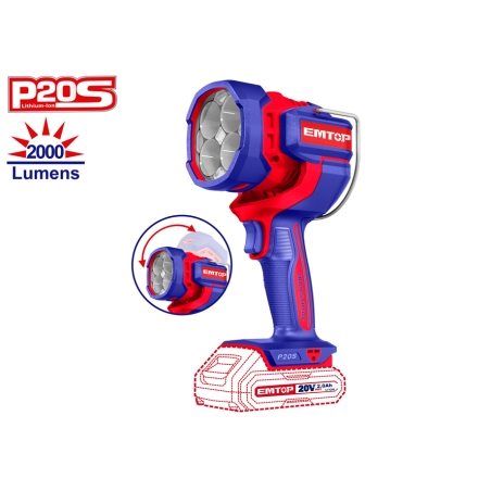 LÁMPARA 22.5W 20V EMTOP - 2000 LUMENS - P20S (NO INCLUYE BATERÍA NI CARGADOR) - motoscamaralweb.com