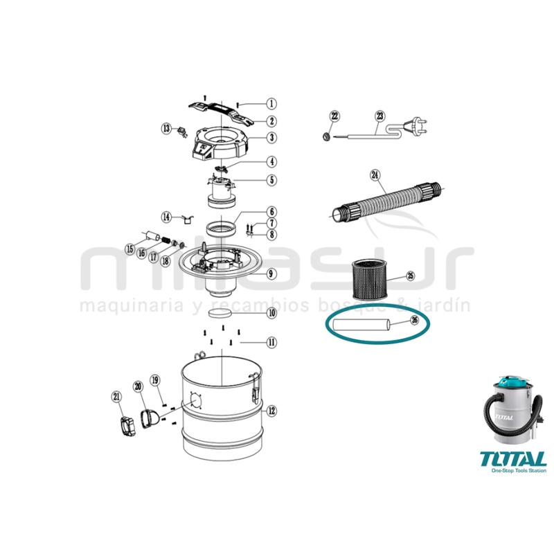 TUBO ALUMINIO ASPIRADOR CENIZA TAVC12202 - motoscamaralweb.com