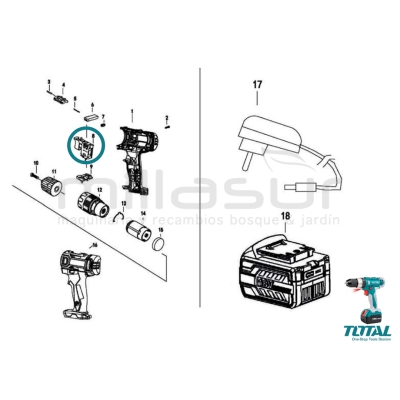 INTERRUPTOR TALADRO BATERIA TIDLI228180 - motoscamaralweb.com