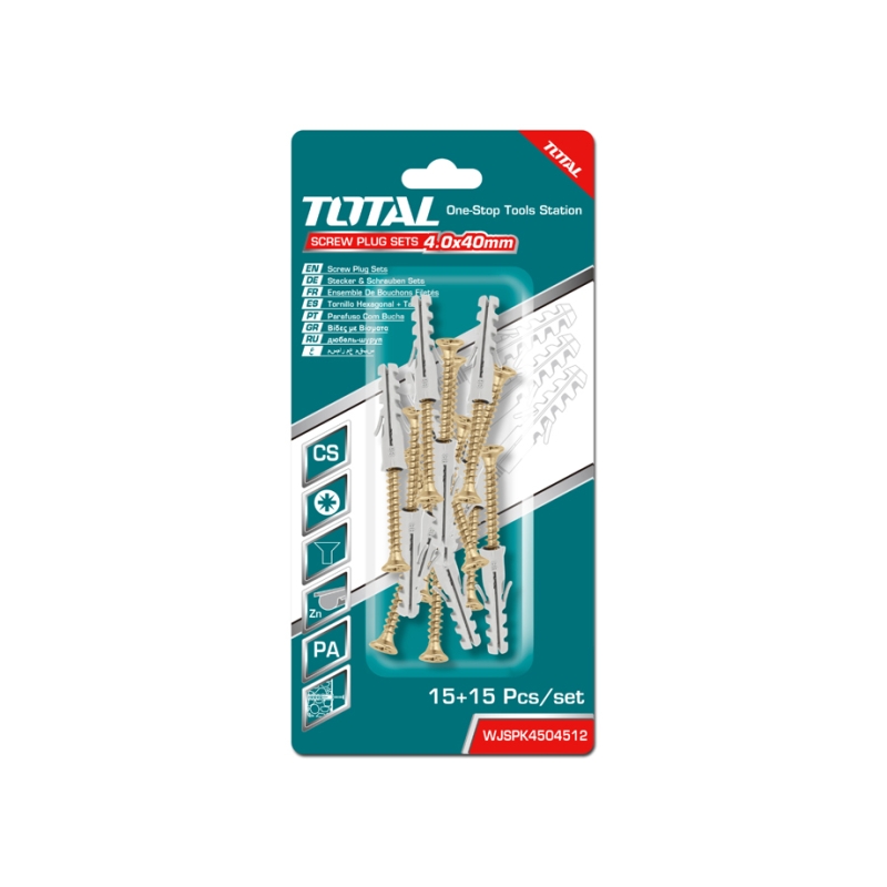 BLISTER TORNILLO 4.0x40mm + TACO 6x30mm (15 UDS) - motoscamaralweb.com