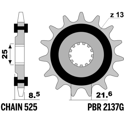Piñón PBR acero anti-ruido 2137 - 525 - motoscamaralweb.com