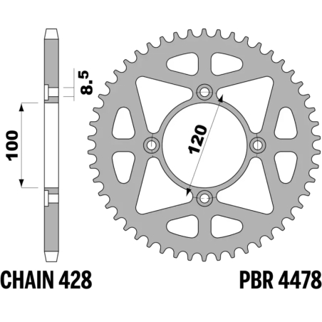 Corona PBR aluminio ultra-light 4478 - 428 - motoscamaralweb.com