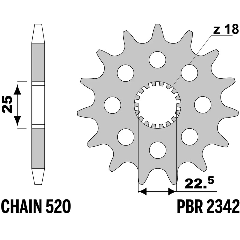 Piñón PBR acero estándar 2342 - 520 - motoscamaralweb.com