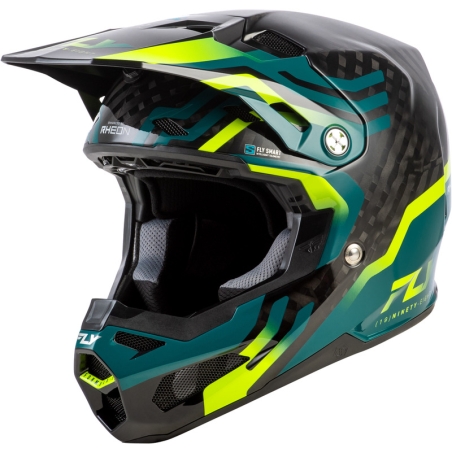 Casco FLY RACING Formula S Carbon Byte - Black Carbon/Teal/Lime - motoscamaralweb.com