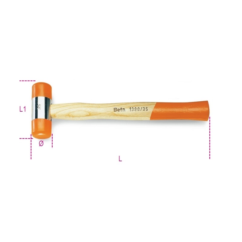 Mazo BETA de cabezas intercambiables de plástico. mango de madera. talla 35 - motoscamaralweb.com Mazo BETA de cabezas intercambiables de plástico. mango de madera. talla 35 - motoscamaralweb.com