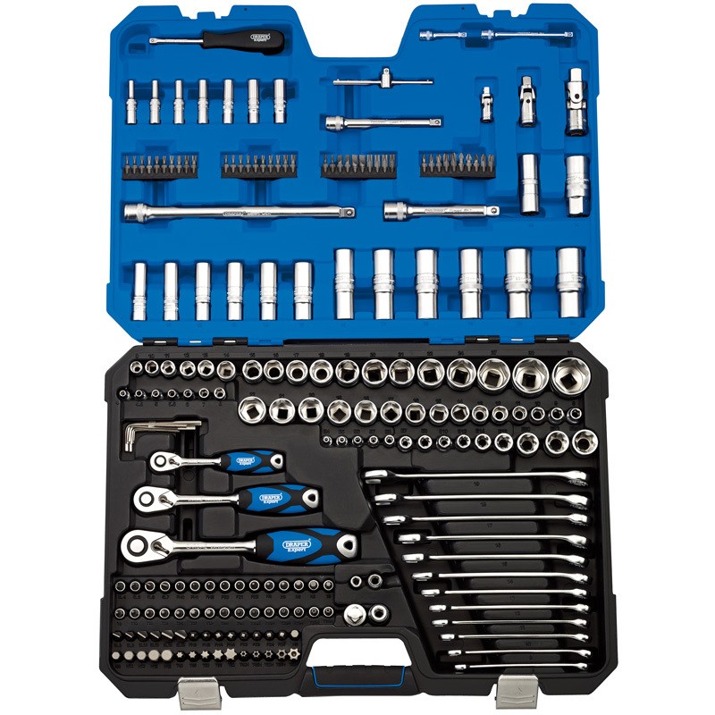 Kit de 214uds de Vasos &amp; llave carraca métrica 1/4-3/8-1/2 DRAPER - motoscamaralweb.com