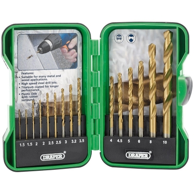 Juego de 25 brocas DRAPER HSS titanio 1 - 10mm - motoscamaralweb.com