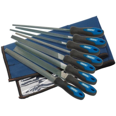 Juego de 6 limas planas y escofinas DRAPER 8uds x 200mm - motoscamaralweb.com