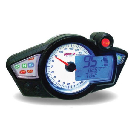 Marcador universal KOSO RX1N GP Style (blanco / azul) BA011220 - motoscamaralweb.com