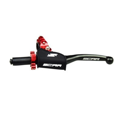 Maneta SCAR plegable + soporte universal. ajuste color rojo - motoscamaralweb.com