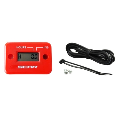 Cuentahoras SCAR cableado con velcro rojo - motoscamaralweb.com