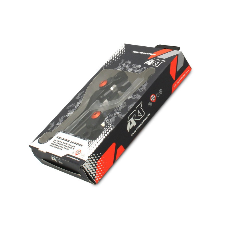 Juego de manetas articuladas ART Negro/Naranja KTM - motoscamaralweb.com Juego de manetas articuladas ART Negro/Naranja KTM - motoscamaralweb.com