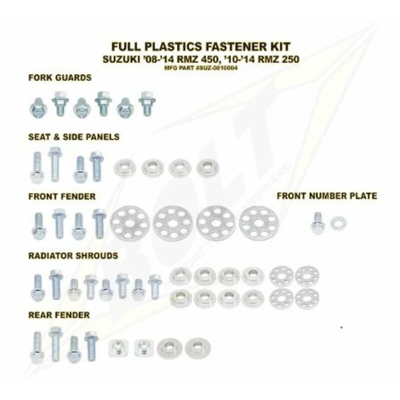 Kit tornillería de plástica Bolt 08-13 RMZ450 10-13 RMZ250 - motoscamaralweb.com Kit tornillería de plástica Bolt 08-13 RMZ450 10-13 RMZ250 - motoscamaralweb.com