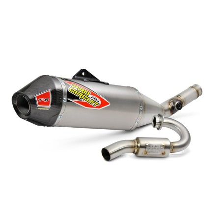 Linea completa escape Pro Circuit T-6 acero inox. KX-250: Silencioso de aluminio. tapa de carbono - motoscamaralweb.com