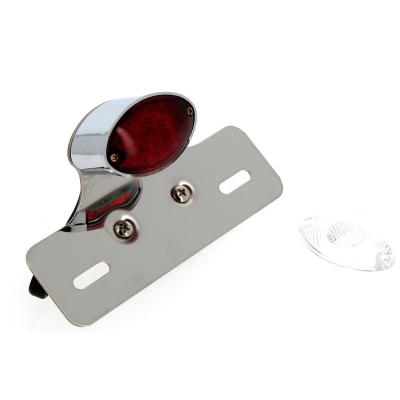 Piloto + soporte de matricula cromado universal V PARTS - motoscamaralweb.com