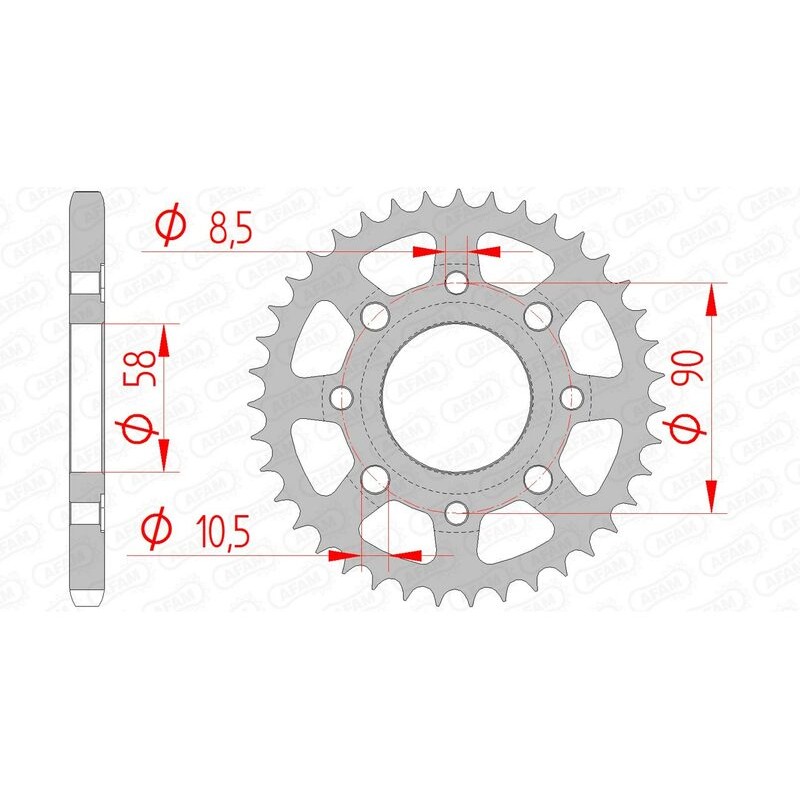 Corona AFAM acero estándar 10201 - Paso 428 - motoscamaralweb.com Corona AFAM acero estándar 10201 - Paso 428 - motoscamaralweb.com