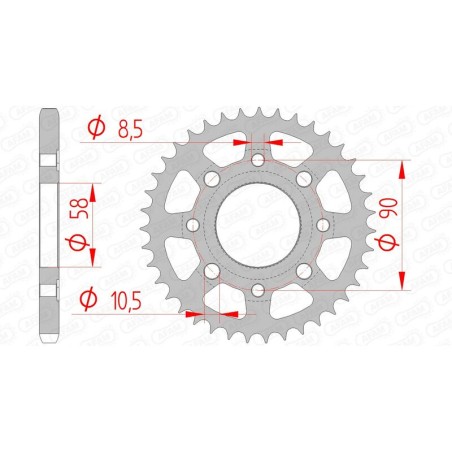 Corona AFAM acero estándar 10201 - Paso 428 - motoscamaralweb.com
