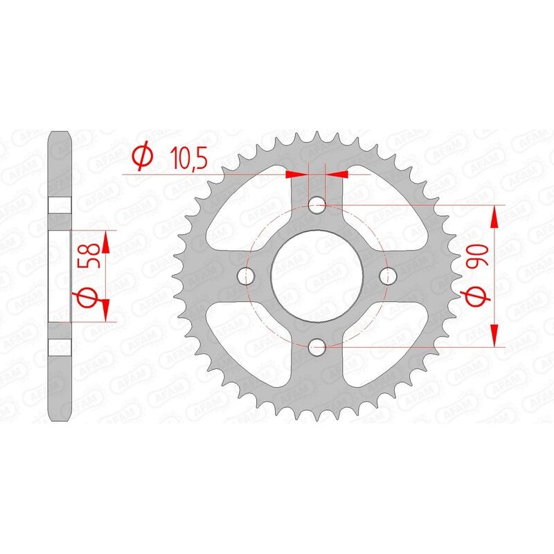 Corona AFAM acero estándar 10236 - Paso 428 - motoscamaralweb.com Corona AFAM acero estándar 10236 - Paso 428 - motoscamaralweb.com
