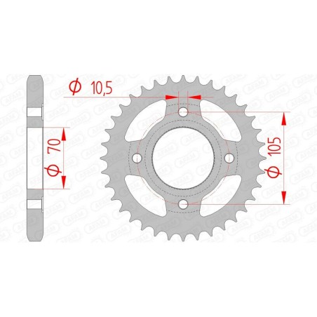 Corona AFAM acero estándar 10401 - Paso 530 - motoscamaralweb.com