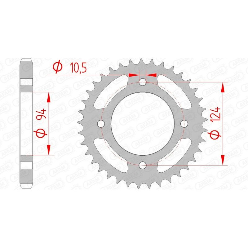 Corona AFAM acero estándar 10505 - Paso 530 - motoscamaralweb.com Corona AFAM acero estándar 10505 - Paso 530 - motoscamaralweb.com
