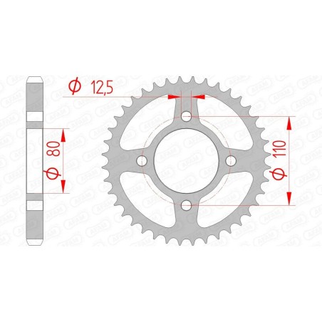 Corona AFAM acero estándar 10603 - Paso 530 - motoscamaralweb.com