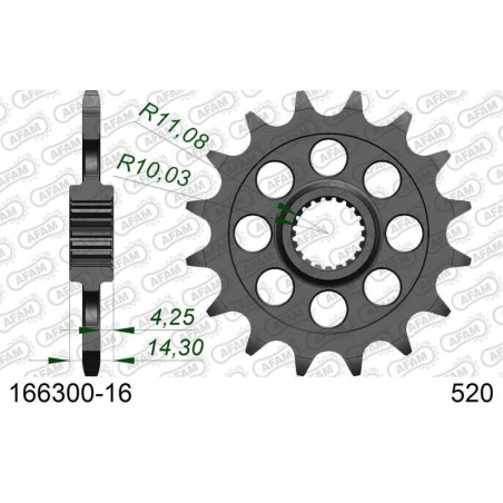 Piñón AFAM acero estándar 166300 - Paso 520 - motoscamaralweb.com
