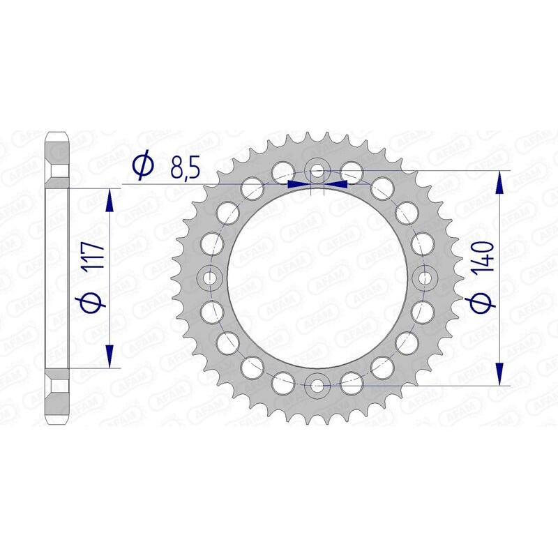 Corona AFAM aluminio ultraligera anodizada 13108 - Paso 428 - motoscamaralweb.com Corona AFAM aluminio ultraligera anodizada 13108 - Paso 428 - motoscamaralweb.com