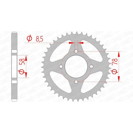 Corona AFAM acero estándar 14201 - Paso 428 - motoscamaralweb.com