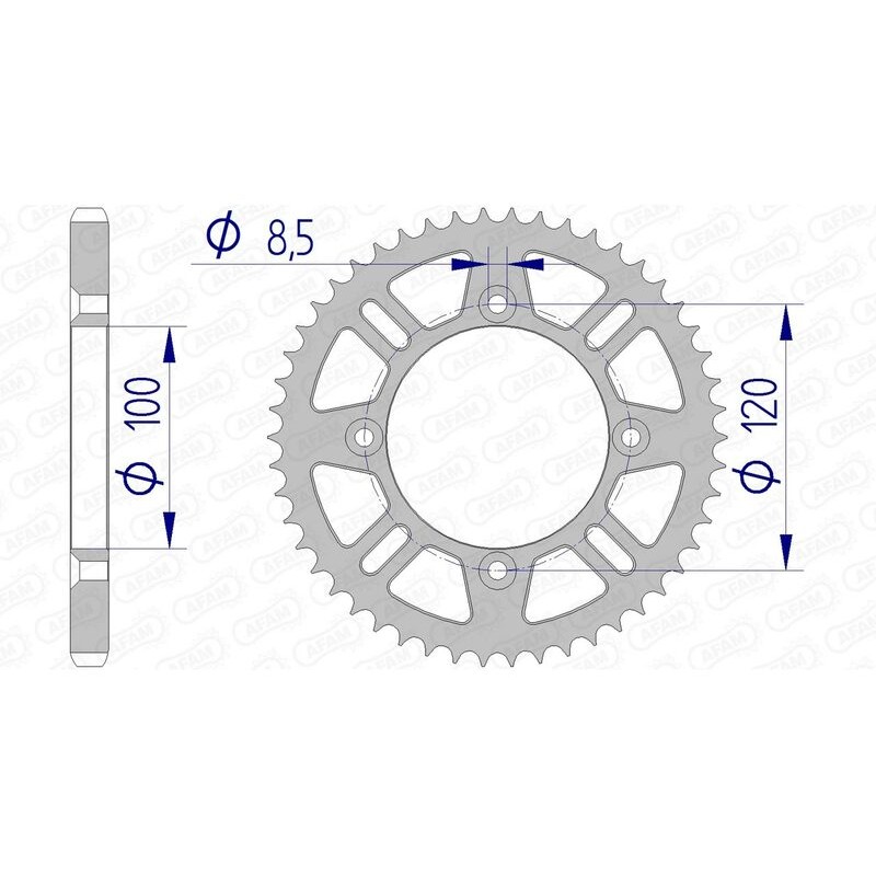 Corona AFAM aluminio 15104 - Paso 428 - motoscamaralweb.com Corona AFAM aluminio 15104 - Paso 428 - motoscamaralweb.com