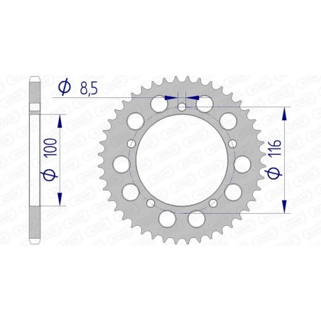 Corona AFAM aluminio 17100 - Paso 420 - motoscamaralweb.com