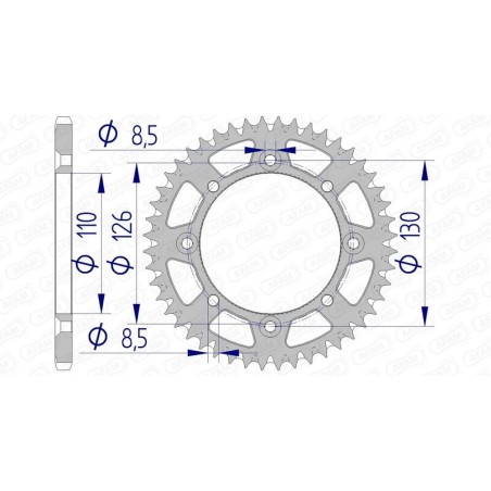 Corona AFAM aluminio ultraligera autolimpiable 17107 - Paso 420 - motoscamaralweb.com