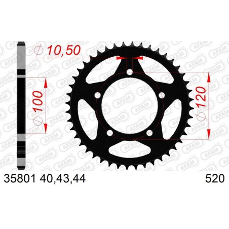 Corona AFAM acero estándar 35801 - 520 - motoscamaralweb.com