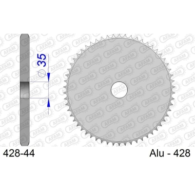 Corona AFAM aluminio 428 - Paso 428 - motoscamaralweb.com