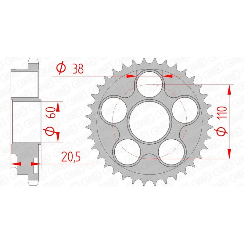 Corona AFAM acero estándar 50605 - Paso 525 - motoscamaralweb.com Corona AFAM acero estándar 50605 - Paso 525 - motoscamaralweb.com