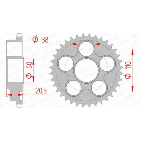 Corona AFAM acero estándar 50605 - Paso 525 - motoscamaralweb.com