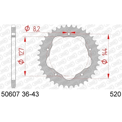 Corona AFAM acero estándar 50607 - Paso 520 - Se requiere soporte de corona AFAM - Requiere portacoronas AFAM - motoscamaralweb.