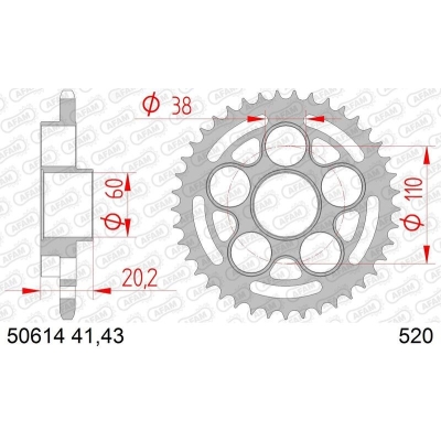 Corona AFAM acero estándar 50614 - 520 - motoscamaralweb.com