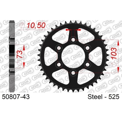 Corona AFAM acero estándar 50807 - Paso 525 - motoscamaralweb.com