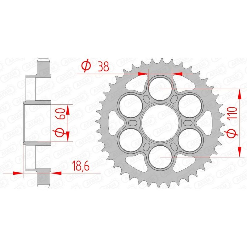 Corona AFAM acero estándar 50900 - Paso 530 - motoscamaralweb.com Corona AFAM acero estándar 50900 - Paso 530 - motoscamaralweb.com